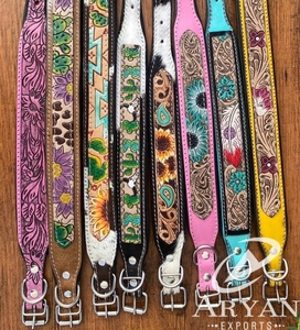 Designer Luxury Personalized Genuine Leather <b>Padded</b> Dog Collar Luxury Designer Heavy Duty Adjustable Buckle Pet Collar for Puppy - Product Image 1