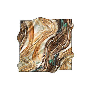 Brown Silk Twill <b>Square</b> <b>Scarf</b> with Marble Pattern - Product Image 1