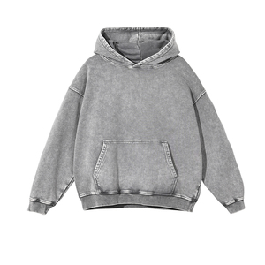 Sweats à capuche surdimensionnés délavés à l'acide délavés 500gsm 100% coton grande taille pull lourd en détresse Vintage sweat à capuche délavé à l'acide - Product Image 2
