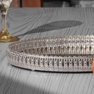 Plateau en cristal de verre Bougeoir votif Fait à la main Fantaisie Forme ronde Cristal Perlé Métal - Product Image 3