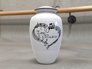 Urna de cremación con hendidura de música de ébano y marfil para adultos de aluminio para cenizas humanas bolsa de terciopelo libre L MAX B EXPORTS - Product Image 5