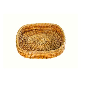 Plateau rond en bois sculpté et incrustation d'os avec rotin nacre pour aliments et bonbons servant dans la cuisine au meilleur prix - Product Image 1