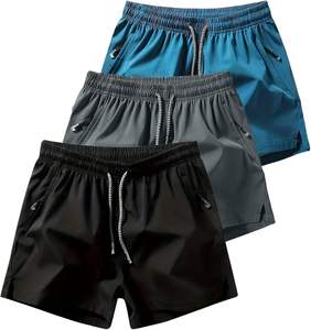 Conjunto de 3 Pantalones Cortos Deportivos Casuales para Hombre, Transpirables, de Secado Rápido, Cintura Alta, Poliéster/Algodón, Ligeros, para Gimnasio, Playa y Running - Product Image 6