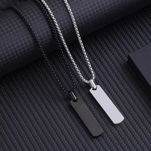 Simple En Acier Inoxydable Plaqué Noir Bijoux Pendentif Collier Stock Longue Figure Géométrique Pendentif Hommes Accessoire De Mode Collier - Product Image 4