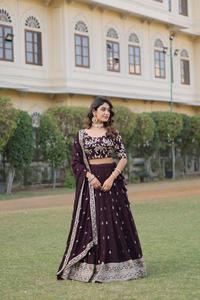 Latest Designer Faux Georgette With Heavy Sequins Embroidered Work Lehenga Choli - Product Image 5