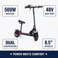 Scooter Eléctrico Plegable de 48V 500W, 8.5 Pulgadas, Doble Suspensión, Scooter Eléctrico para Adultos, Batería de Litio, OEM