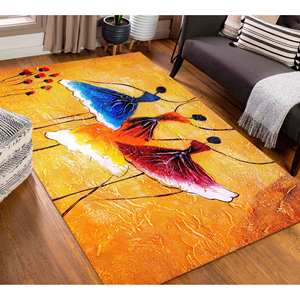 Alfombra con diseño de tres bailarinas: decoración de arte moderno en amarillo, alfombra impresa, alfombra fina no tejida - Product Image 3