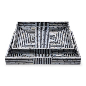 Plateau rectangulaire en nacre naturelle pour la décoration de la maison, plateau de service artisanal en coquille naturelle, fabriqué directement au Vietnam - Product Image 3