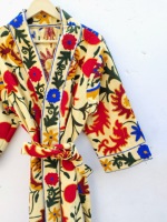 Suzani Kimono Veste Indienne Brodée À La Main Longue Veste Automne Hiver Boho Ouzbek Cachemire Crewel Noël Cadeau Spécial
