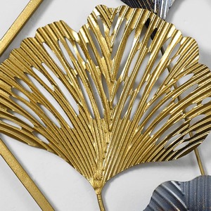 Arte de pared de Metal de diseño moderno, Triángulo Dorado, hoja de Gingko para decoración del hogar, sala de estar, dormitorio, salón, regalos de boda colgantes - Product Image 2