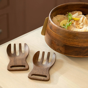Ensemble de bol en bois élégant fait à la main classique sans danger pour les aliments Technique polie personnalisable pour les fêtes Snacks de table servant - Product Image 3
