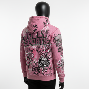 Sweat-shirt en molleton de coton de qualité supérieure 380 GSM, délavé à l'acide, rose, streetwear délavé, logo personnalisé en strass, sweat-shirt basique - Product Image 4