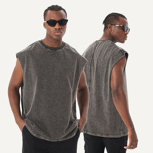 High Street extérieur lavé débardeur hommes lavé Vintage t-shirt gilet sans manches Streetwear Hipster débardeur - Product Image 1
