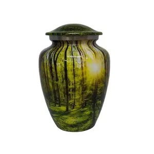 โกศบรรจุอัฐิพร้อมดีไซน์ป่าไม้แสงแดดอันงดงาม โกศสำหรับบรรจุอัฐิของมนุษย์ ผู้ใหญ่ ชาย - Product Image 1