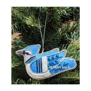 เครื่องประดับแขวนประดับตกแต่งรูปนกพิราบด้วยลูกปัดสีฟ้าที่มีสีสันสวยงามการเย็บปักถักร้อย zari - Product Image 1