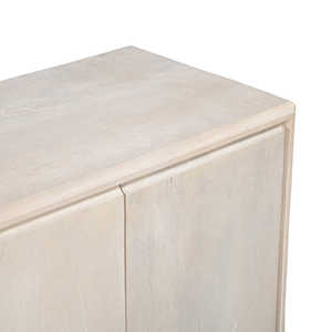 Aparador Moderno Milo de Madera de Mango Maciza con 4 Puertas y Acabado Blanqueado para Sala de Estar y Dormitorio - Product Image 6