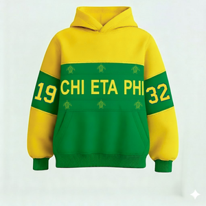 Chi Eta phi เสื้อฮู้ดสวมหัวโอเวอร์ไซส์ปักแบบพรีเมียมผ้าฝ้ายโพลีเอสเตอร์คุณภาพสูงพร้อมส่งเครื่องแต่งกายกรีก - Product Image 1