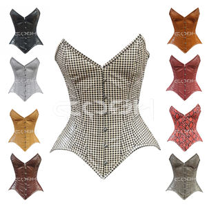 Corset Overbust en PVC à motif pied-de-poule, avec baleines en acier robustes pour sculpter la taille, Fournisseur en gros - Product Image 3