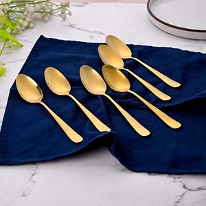 Cucharas de Cena de Acero Inoxidable 304 Doradas Martilladas, Ecológicas, Desechables, Juego de 6 con Mango Largo y Acabado Espejo para Fiestas y Bodas - Product Image 5