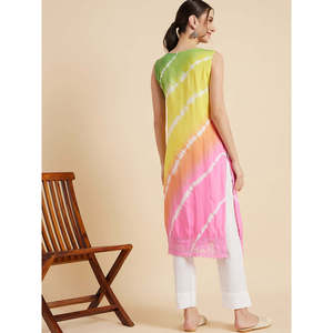 Kurta Recta sin Mangas con Diseño Tie-Dye, Blusa Modesta - Product Image 5