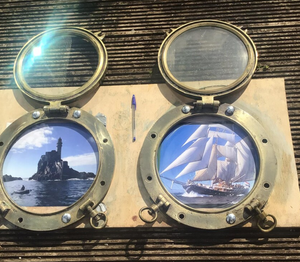 Juego de 2 ojetes náuticos de latón macizo recuperados de barcos, de alta calidad, superventas, ojo de buey náutico de latón antiguo - Product Image 2