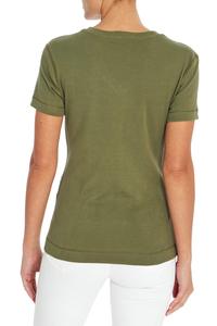 Camisetas personalizadas con cuello en V para mujer, camisetas de manga corta de poliéster transpirable, tela de pana ecológica, diseño de patrón 3D - Product Image 5