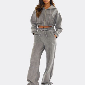 Vente flash Ensemble survêtement 2 pièces en molleton personnalisé pour femme, délavage acide, nouvelle arrivée, best-seller, vêtements de sport, survêtement pour femme délavé à l'acide - Product Image 5