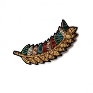 Wholesale Best Quality New Design Bullion Wire Brooches Beautiful Embroidered Leave Brooches Customized Size Low Price-#0009019 - Product Image 1