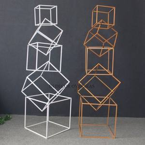 <b>Set</b> Of 2 White And Gold Color Powder Coated Superior Quality Metal Made Unique Fancy Designer Harlow Stand Wedding <b>Decor</b> Supply - Product Image 1