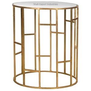 โต๊ะข้างกรอบทองเหลืองสองชั้นเฟอร์นิเจอร์ตกแต่งห้องนั่งเล่นหินอ่อนสีดำทรงกลมหรูหราโต๊ะข้างและกลาง - Product Image 6