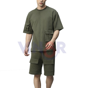 Ensemble de shorts d'été pour hommes Short d'été personnalisé de couleur bleue et assorti Ensemble en coton Ensemble d'été haut de gamme en vente OEM - Product Image 1