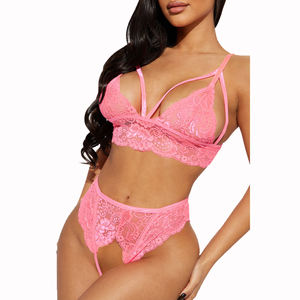 Setelan lingerie seksi wanita, setelan lingerie wanita seksi merah muda isi 2 potong - Product Image 2