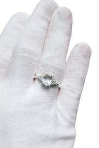 แหวนสตรีพลอยโทแพซธรรมชาติสีขาวและพลอย CZ April April แหวนสัญญาคริสต์มาสทำด้วยมือเครื่องประดับ925แหวนเงินสเตอร์ลิง - Product Image 4