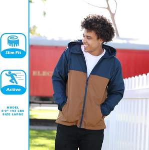 Top qualité vêtements de sport fermeture éclair lambrissé coupe-vent veste en Nylon imperméable et coupe-vent pluie coupe-vent compressible sweat à capuche pour hommes - Product Image 6