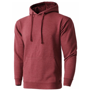 Sweat-shirt à capuche bordeaux pour homme, coupe classique, en molleton de coton, pull décontracté avec poche avant, idéal pour l'automne - Product Image 1