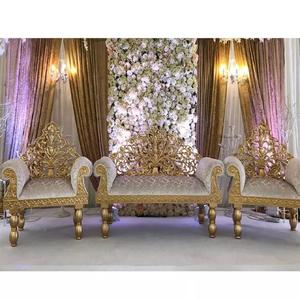 Juego de Sofás Dorados para Bodas Hindúes, Juego de Sofás Personalizado para Novios, Juego de Muebles Antiguos para Bodas en Oferta, Australia - Product Image 1