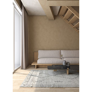 พรมขนสัตว์ถักมือสีเบจและสีน้ำตาลลายเรขาคณิตสำหรับห้องนั่งเล่น ทางเข้าบ้าน และห้องนอน-PKWL-502 - Product Image 5