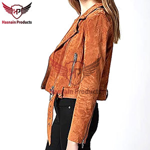 Venta al por mayor de chaquetas cortas de cuero de motorista de las mujeres con cierre de botón-Prendas de abrigo de moda de calidad superior para los minoristas - Product Image 3