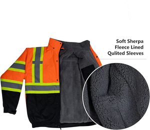 Chaquetas DE SEGURIDAD reflectantes de alta visibilidad para hombres Sherpa Fleece Lined Hi Vis Chaqueta de trabajo de construcción - Product Image 4