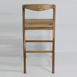 Tabouret de bar moderne minimaliste en teck massif, finition naturelle, écologique, durable, chaise haute pour bar à domicile, salle à manger, hôtel - Product Image 4