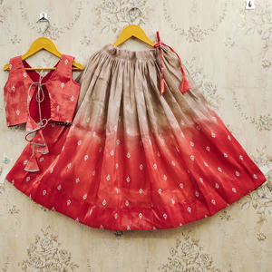 Shoryam Fashion Girls Party Wear <b>Lehenga</b> Choli | <b>Red</b> Color Printed Polyester Kids Traditional Ethnic Floor-Length Set Dupatta - Product Image 4