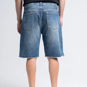 Shorts en jean décontractés ajustés, 70% coton, 2% élasthanne, 28% polyester, respirants, ourlet mi-tourné, passants de ceinture, noir, droit, été - Product Image 4