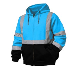 Sudadera de Seguridad de Alta Visibilidad Clase 3 con Bolsillos, Reflectante, para Trabajo y Construcción, Azul con Parte Inferior Negra, Logotipo Personalizado - Product Image 6