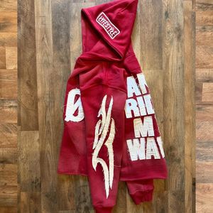 Sudaderas con capucha de peso pesado con lavado ácido personalizadas para hombre, suéter de fabricante, ropa de calle, sudaderas con capucha de gran tamaño con cremallera completa y estampado abullonado - Product Image 2