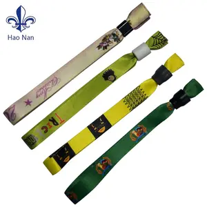 Customized Personalized Reusable Heat Transfer Printed Wristbands Woven Polyester Wristbands For Holiday Parties