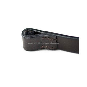 Banda de cejas de caballo de forma recta plana Lisa De cuero inglés negro de calidad fina clásica en COB completa y tamaños extra completos - Product Image 4