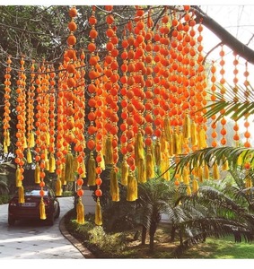 ประดับด้วยลูกปัดผ้าไหมแบบอินเดียสำหรับตกแต่งทางเข้างานแต่งงานพู่ห้อยและการจัดดอกไม้สำหรับฉากหลังเวทีฮาลดิ - Product Image 4