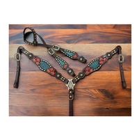 Ensemble de têtière et de collier de poitrine en cuir de cheval occidental sur mesure, plastron confortable et léger fait à la main