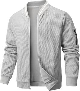 100% Cotton Customized Varsity <b>Jacket</b> <b>Long</b> Sleeves Waterproof Windproof Breathable Knitted Front Logo Spring - Product Image 1