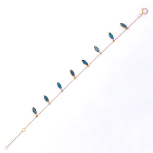 Joyería hecha a mano con Topacio azul Natural Marquesa, pulsera ajustable de oro amarillo de 18K, joyería personalizada para mujeres y niñas - Product Image 6